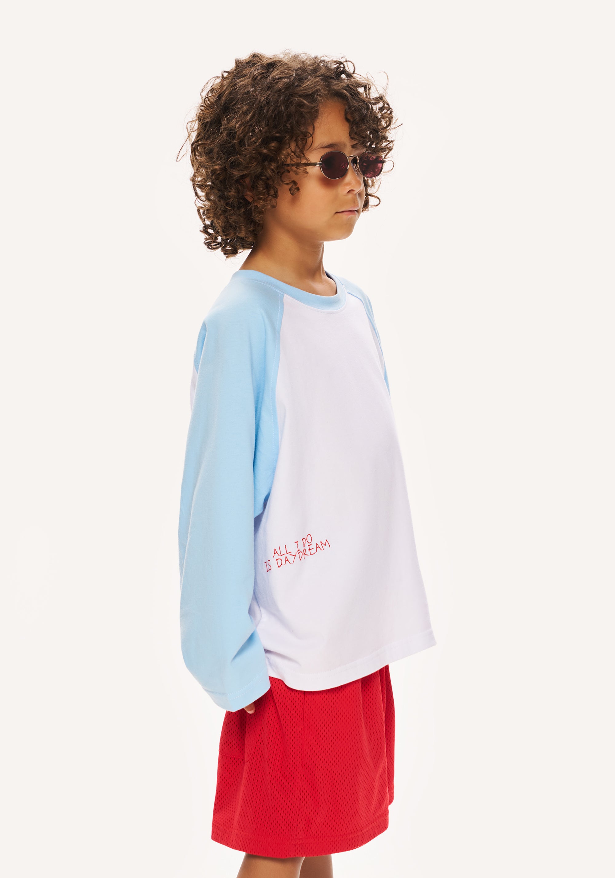 stitch raglan tee - white