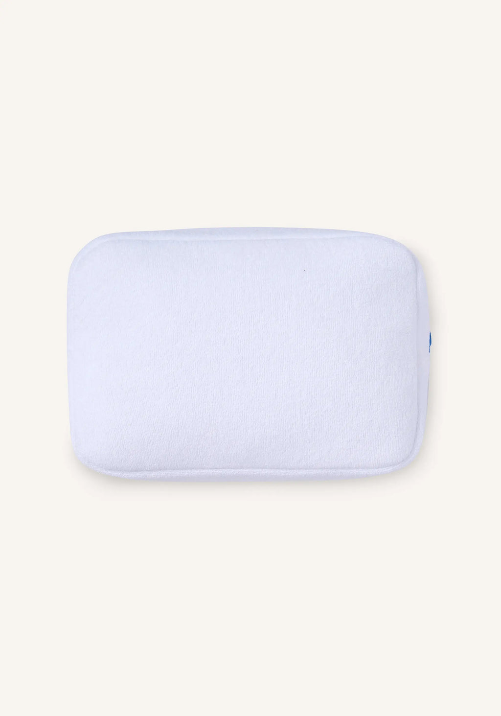 A light lavender-blue rectangular pouch or case with rounded corners, shown from a top-down view on a solid off-white background.