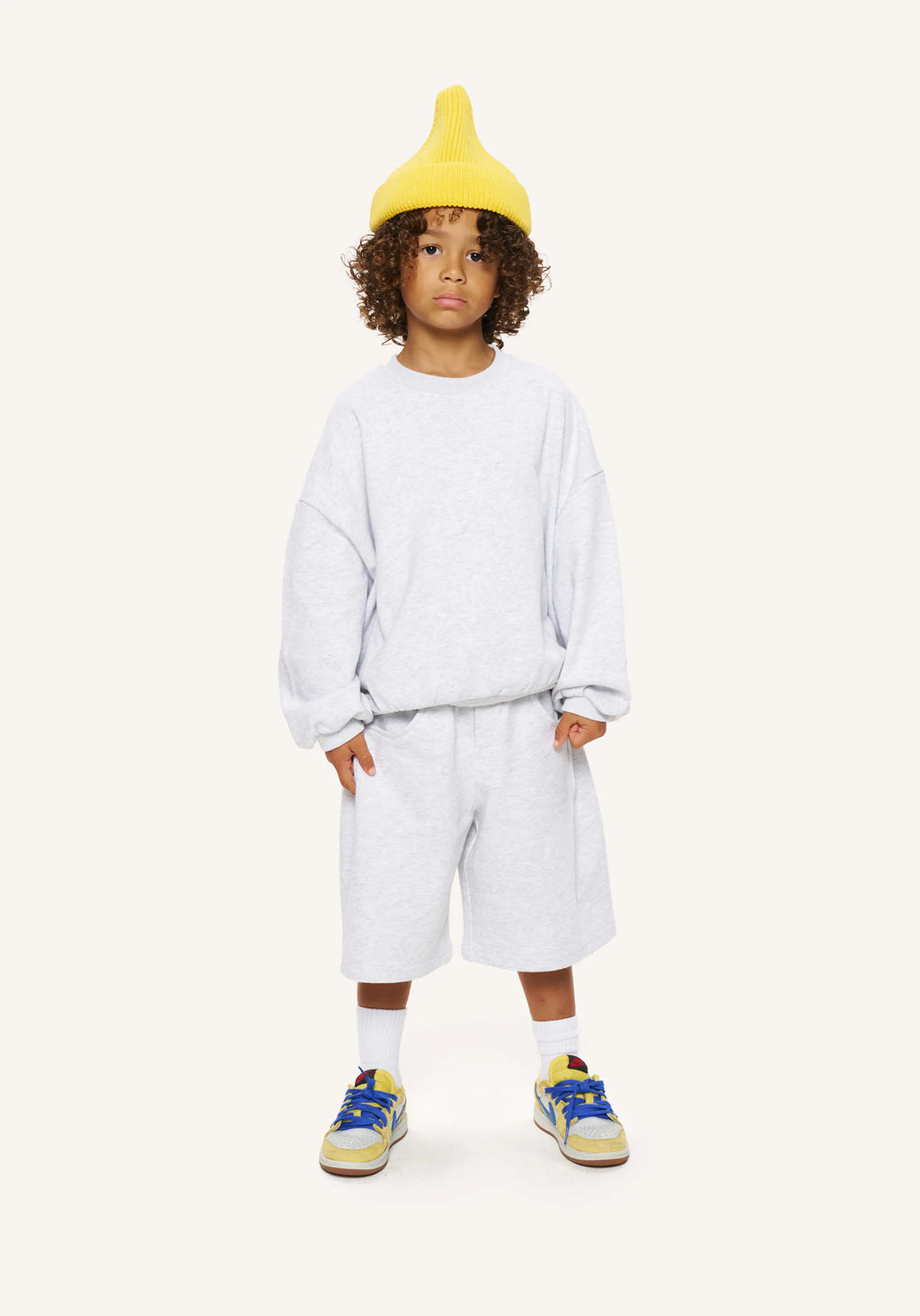 jersey cargo sweat set - grey marl