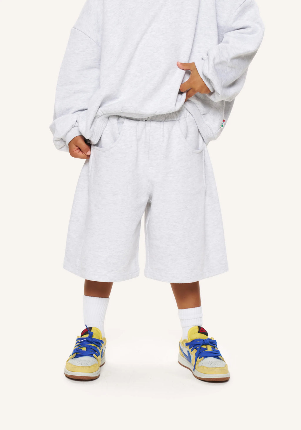 jersey cargo sweat set - grey marl