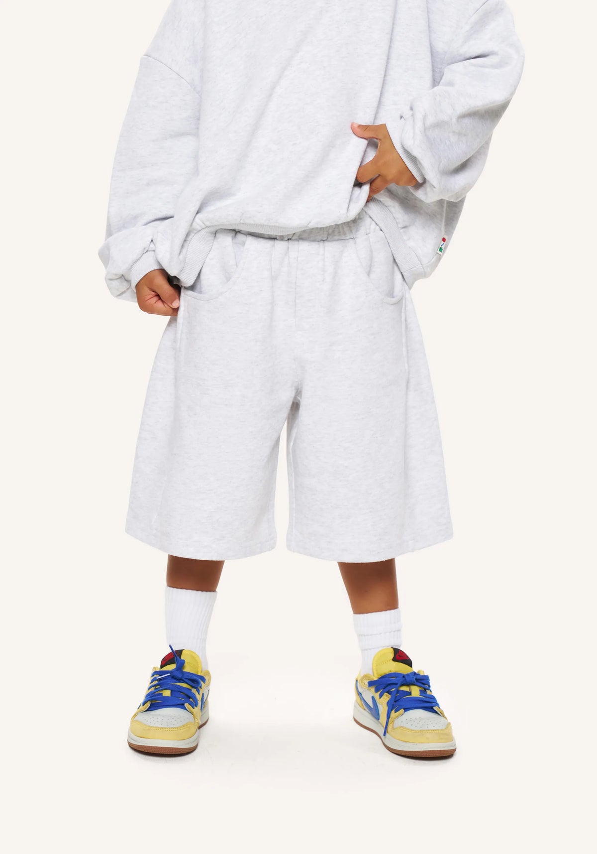 jersey cargo sweat set - grey marl